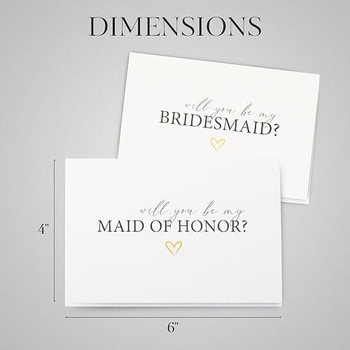 apearrie 12 Will You Be My Bridesmaid Card Set with Gold Stickers, 8 Bridesmaid, 2 Maid of Honor, 1 Matron of Honor, 1 Flower Girl Card thumbnail 2