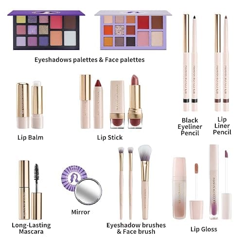 Color Nymph Makeup Set for Teen Girls Makeup Gift Kit Cosmetic Case Purple | Makeup Set for Girls, Removable Women Makeup Kits, Makeup Gift Kits for Brithday, Christmas Makeup Gifts, Purple Makeup Box thumbnail 2