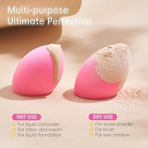 GWT Makeup Sponge Set, 6 Pcs Latex-Free Beauty Blender Sponges for Foundation, Liquid & Cream, Ultra-Soft Wonder Sponges, Multi-Angle Blending, Ideal Stocking Stuffers for Women thumbnail 3