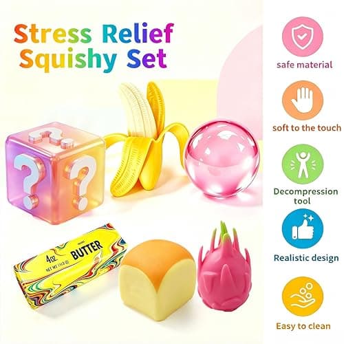 6 Pack Squishy Toy Box, Realistic Slow Rising TPR Sensory Fidget Toys, Soft Squeeze Toys, Assorted Gift Set for Adults and Kids, Desk Toys, Birthday Party Favors, Classroom Prizes thumbnail 7