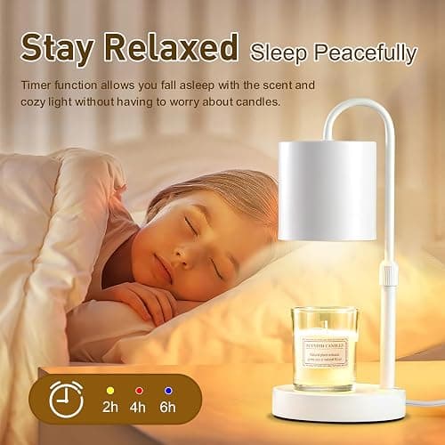 Briever Dimmable Candle Warmer Lamp with Timer, Height Adjustable Electric Candle Wax Warmer, Christmas Birthday Gifts for Women Mom, House Warming Gifts New Home Room Decor, White Solid Wood Base thumbnail 4