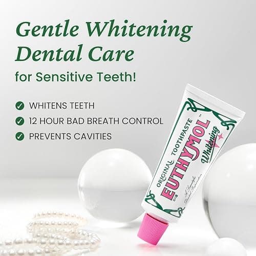 EUTHYMOL Whitening Toothpaste, Stain Removal in 2 Weeks | 3.7 fl oz | Whitening Toothpaste for sensitive Gum & Teeth, Stain Removal in 2 Weeks, Bad Breath, Cavity Prevention, Aluminum Tube thumbnail 8
