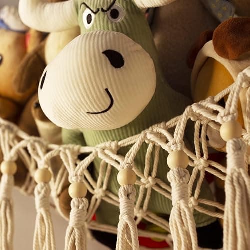 Stuffed Animal Storage Hammock with LED Light - Nursery Toy Storage and Organizer for Baby Room Decor - Teddy Bear Hammock Stuffy Storage Plushie net Corner, Kids Toddler Bedroom Boho thumbnail 7