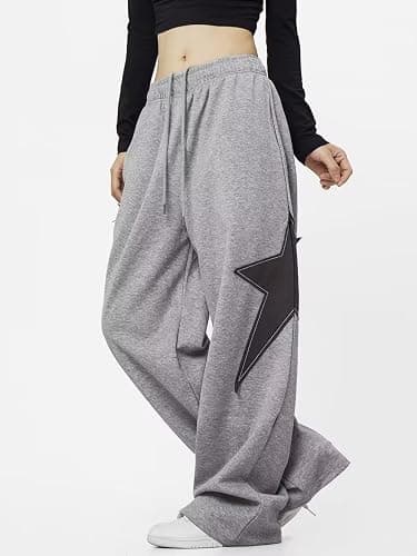OCUH Star Pants Y2k Sweatpants Drawstring Elastic Waist Baggy Loose Straight Leg Trousers Casual Streetwear thumbnail 4