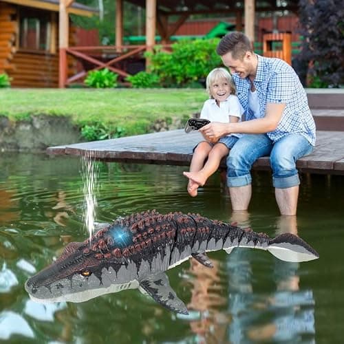 fromeasy Mosasaurus Dinosaur Toys, Upgrade Remote Control Water Toy, Pool Toys for Kids Ages 4-8, RC Dino with Light and Spray Water for Swimming Bath Lake Ocean Christmas Birthday Gift thumbnail 9