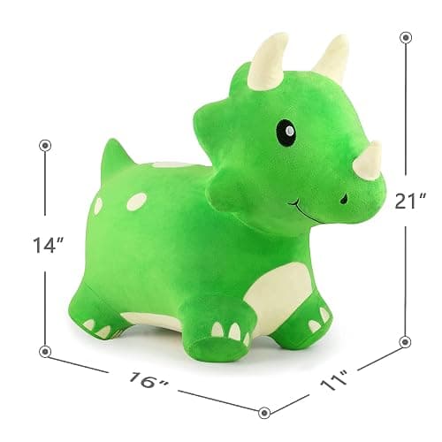 iPlay, iLearn Bouncy Pals Dinosaur Hopper Toy 2 Year Old Boy, Toddler Plush Bounce Animals, Ride on Bouncing Triceratops for Kids, Outdoor Hopping Horse Bouncer, Cool Birthday Gifts 3 4 5 6 Yr Girls - Dinosaur Hopper thumbnail 3