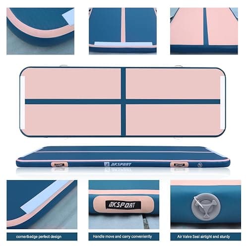 AKSPORT Gymnastics Air Mat Tumble Track Tumbling Mat Inflatable Floor Mats with Air Pump for Home Use/Tumble/Gym/Training/Cheerleading/Parkour/Beach/Park/Water thumbnail 4