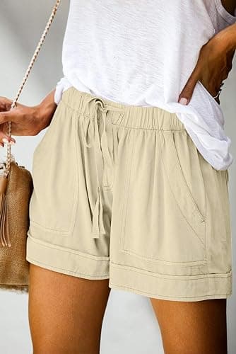 KISSMODA Womens Summer Shorts Leopard/Camo/Solid/Floral Print Elastic Waist Pocketed Casual Pants thumbnail 2