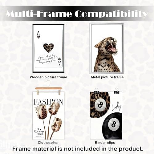 6Pcs Leopard Print Bedroom Decor, Chic Trendy Vogue Poster Set, Canvas Room Decor Aesthetic Bedroom Wall Art, Fashion Y2K Room Decor for Teens, Young Adults Wall Decoration (Unframed, 20X30cm) thumbnail 4