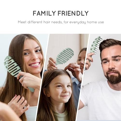 Ecoed Detangler Hairbrush, Soft Bristle Detangling Brush for Straight, Wavy, Curly and Fine Hair, Dry and Wet, Quick Smoothing for Women and Men, Eco-Friendly & Sustainable Material (Green) thumbnail 7