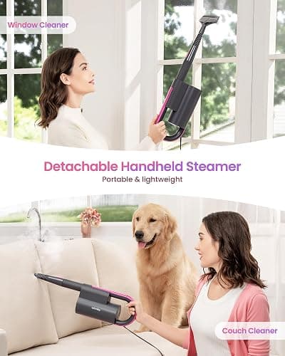 Schenley Steam Mop Cleaner with Detachable Handheld Steamer for Cleaning Hardwood, Laminate Floor, Tiles and Grout, with 13-in-1 Multi-purpose Accessories and Washable Microfiber Pads thumbnail 5
