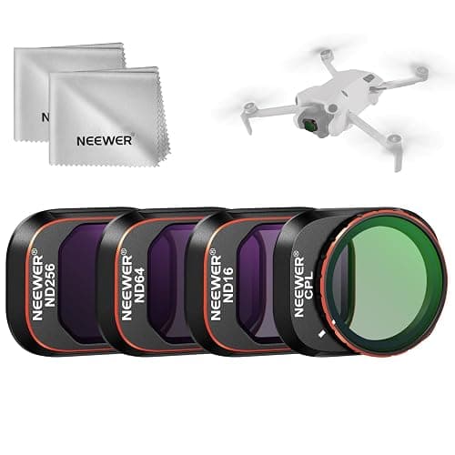NEEWER ND CPL Filter Set Compatible with DJI Mini 4 Pro, 4 Pack Multicoated HD Optical Glass Screw On ND16 ND64 ND256 Circular Polarizing Neutral Density Filter Drone Accessories + 2X Cleaning Cloth - Image 1