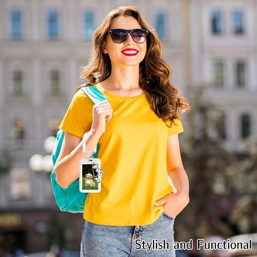 SAMIQU Photocard Holder Keychain - Photo Card Holder with Heart Shape Y2k Keychain Charm|Transparent Photocard Sleeves Badge Holders for Bus Card Student ID (Set of 2) thumbnail 2