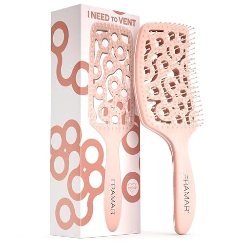 FRAMAR Professional Vented Hair Brush – Curved Hair Brush For Blow Drying, Wet Paddle Brush For Hair, Vent Brush For Blow Drying, Wet Hairbrush For Women – Heat Resistant - Champagne - Image 1
