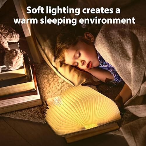 DLUFYEI Wooden Book Lamp, 3 Colors Folding Book Lamp,Teacher Appreciation Gifts for Women, LED Ambient Lighting, Magnetic Mood Lighting for Home Decor Birthday Gifts thumbnail 5