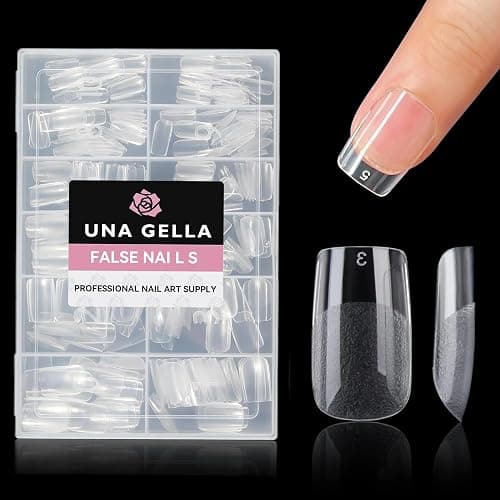 UNA GELLA Short Square Gel Nail Tips: 312pcs Square Fake Nails Pre-File Soft Gel Nails Tips for Full Cover Acrylic Nails False Nails12 Sizes Press on Nails for Nail Extensions Home DIY Salon thumbnail 9