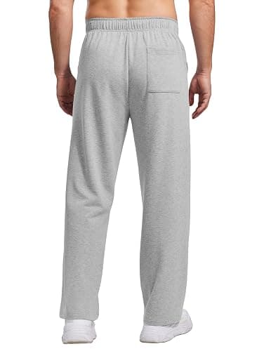 PINSPARK Men's Sweatpants Open Bottom Cotton Lounge Pants Baggy Sweat Pants with Pockets Casual Drawstring Jogger Sweatpants thumbnail 2