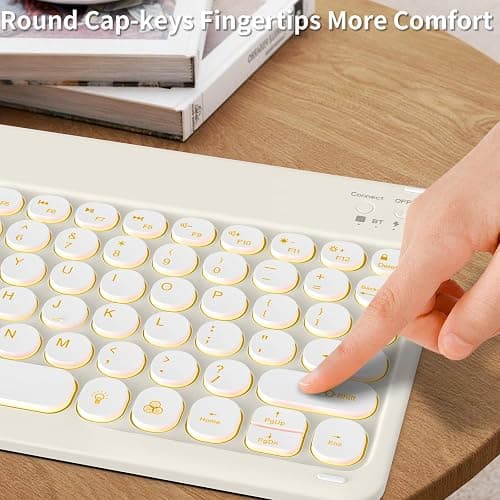 BQDIYOO Keyboard for iPad 11th Gen, 11/10.9inch iPad Case with Pencil Holder, 11inch A16/10.9" Slim Lightweight case with Wireless Backlight Keyboard Folio Cover Auto Wake/Sleep, Cream White thumbnail 6