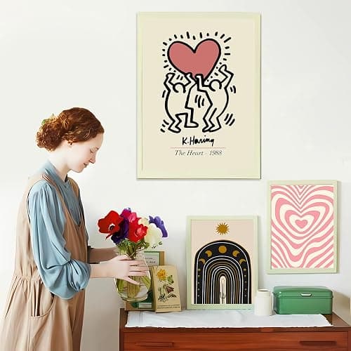 Atrippy Minimalist Large Posters Art Tapestry for Bedroom Aesthetic Cartoon Wall Tapestry Boho Funny Anime Poster Wall Hanging for Dorm Living Room Decor (24''x36'') - 36L" x 24W" - Heart Love thumbnail 2