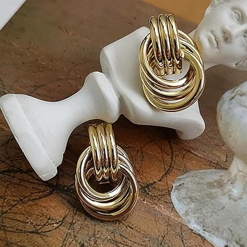 JeanBeau Gold Statement Geometric Knot Stud Earrings for Women Chunky Trendy Lightweight Hollow Long Twisted Link Dangle Drop Earring Fashion Jewelry Gift thumbnail 5