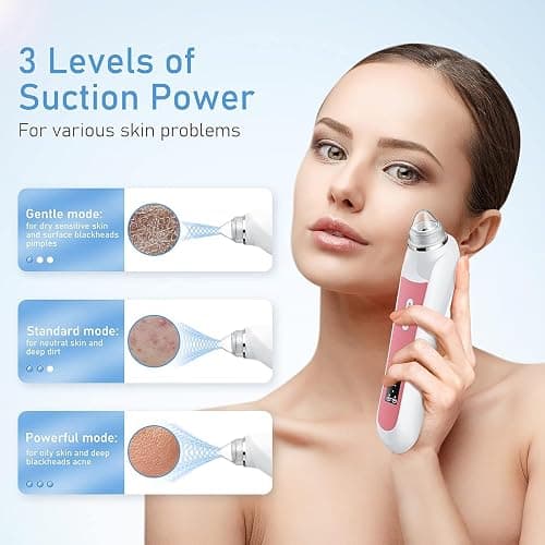 Blackhead Remover Vacuum, USB Interface Type Pore Vacuum, Black Head Extractions Tool with Camerafor, Men and Women Pore Cleaner, 3 Adjustment Modes & 6 Suction Heads(Light Pink) thumbnail 5