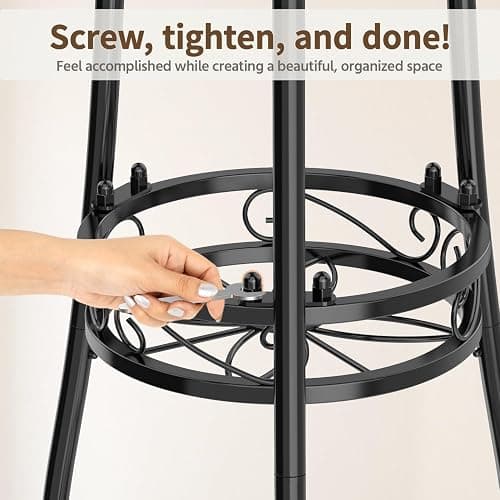 LASZOLA 3 Tier Black Metal Plant Stand for Multiple Large Planters Indoor Outdoor Organizer, Heavy Duty Tall Flower Stand for Corner Patio Bathroom Office, Modern Sturdy Vertical Iron Rack, Cat Proof thumbnail 7