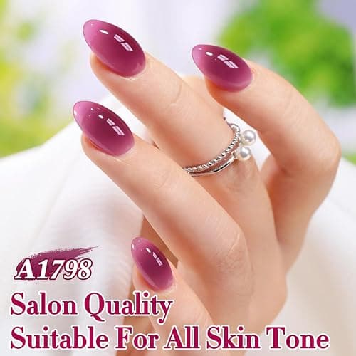 Double Rhythm 0.5 Oz Jelly Gel Polish Same Color Same Bottle Sheer Neutral Natural Light Milky Pastel 15ML Translucent Polish Art DIY at Home (Dark Purple Rose-A1798) thumbnail 8