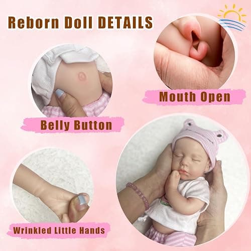 OtardDolls 33cm Reborn Baby Dolls Silicone Full Body Girl Lifelike Handmade Painted Dolls Silicone Reborn Babies for Kids thumbnail 2