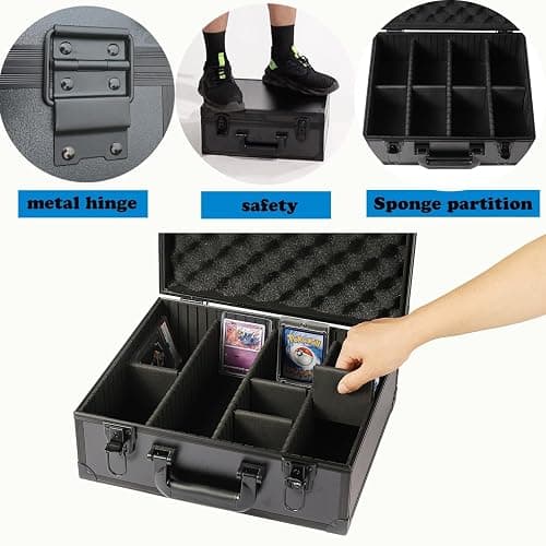 Azamou Toploaders Storage Box for 3" x 4" 35pt Rigid Cards, Trading & Sports Cards, Graded & Rating Cards, with 7 DIY Sponge Partitions (Holds 600+ Toploaders, M600-Black) thumbnail 5