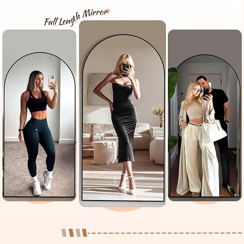 EOGOW 71" x 24" Arched Full Body Mirror,Standing or Leaning Tempered Glass Shatterproof Full Length Mirror with Stand for Bedroom Living Room Entryway,Black thumbnail 5