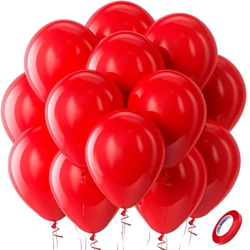 Bezente Red Balloons Latex Party Balloons - 100 Pack 12 inch Round Helium Red Balloons for Christmas New Years Casino Theme Wedding Birthday Patriotic Party Decorations - Image 1