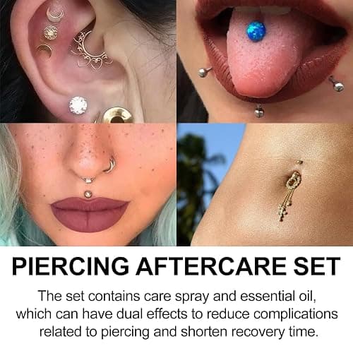 Piercing Aftercare Kit: Keloid Bump Care, Piercing Hole Maintenance (10ml), Piercing Aftercare Spray (60ml), Saline Aftercare Spray for Ear Nose Belly Septum Body, Gently Refreshes & Soothes thumbnail 6