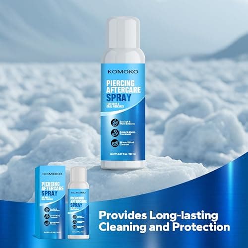 Komoko Piercing Aftercare Spray (5.07 Fl Oz), Saline Spray for Piercings & Ear Piercing Cleaner, Gentle Saline Solution for Piercings, Fast Piercing Bump Solution for Nose, Ears, Belly & More thumbnail 7