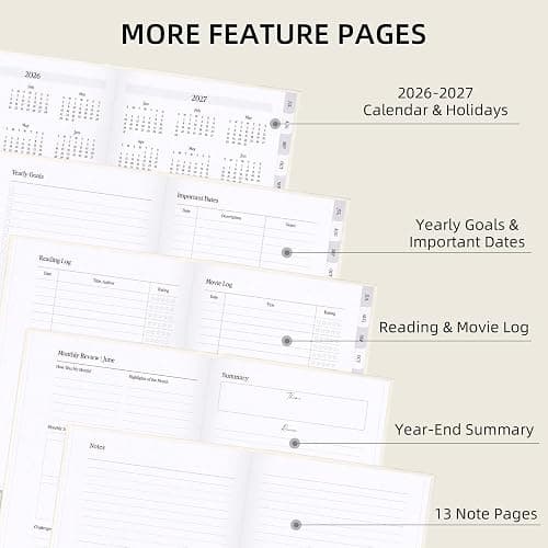 2026-2027 Planner - Weekly and Monthly Planner, July 2026 - June 2027, Linen Hardcover, 2026-2027 Calendar Planner Book with Tabs, Aesthetic, Perfect for Office Home School Supplies (Beige, A5 (Jul 2026-Jun 2027)) thumbnail 6
