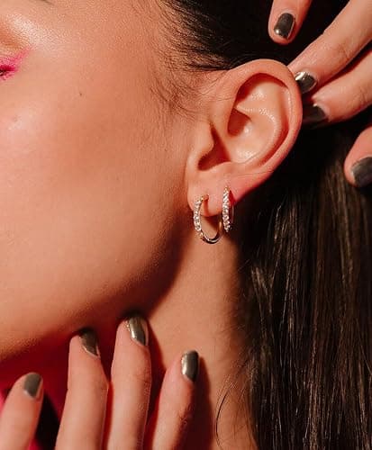 Small Hoop Earrings for Women Men,316L Surgical Steel Hinge Huggie Hoop Earrings fit Cartilage Helix Tragus Sung Conch 1st Lobe Hole Earlobe Lightweight Hypoallergenic Earrings thumbnail 7