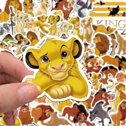 50pcs Cartoon The Lion King Stickers for Kids, Vinyl Waterproof Disney Movie Decal for Water Bottle Laptop Toy Sticker for DIY Decorate Bumper Phone Hard Hat Kids Teens Gifts (Lion) thumbnail 3