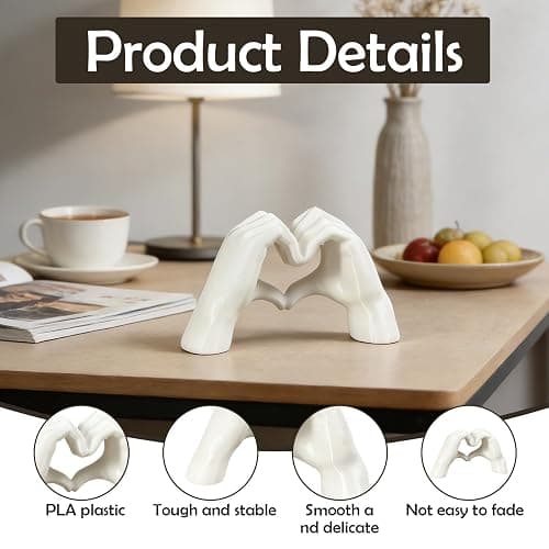 Zorbal White 3D Printed PLA Living Room Accessories,Heart Ornament for Desk & Shelf, Minimalist Heart Ornaments for the Home Decor, Warm Home Decoration Gift for Valentine's Day & Anniversaries thumbnail 4