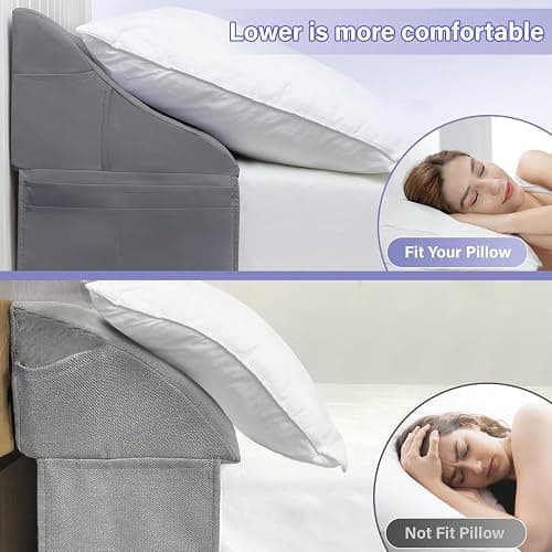 Vekkia Bed Wedge Pillow for Headboard (Grey, Twin(39"x10"x7"-Gap Under 6")) thumbnail 4
