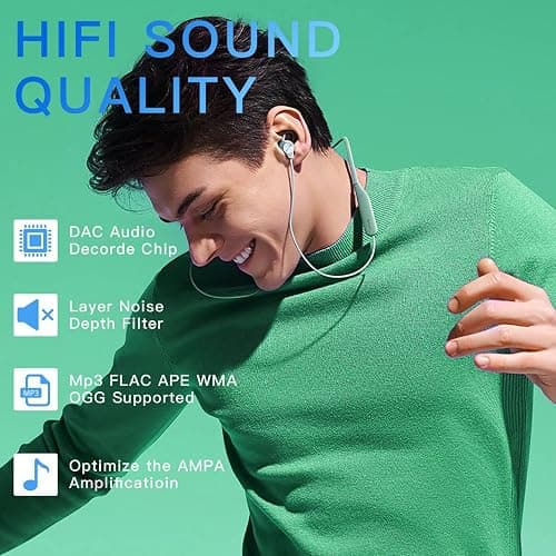 64GB MP3 Player with Bluetooth 5.2, AiMoonsa Music Player with Built-in HD Speaker, FM Radio, Voice Recorder, HiFi Sound, E-Book, Earphones Included thumbnail 2