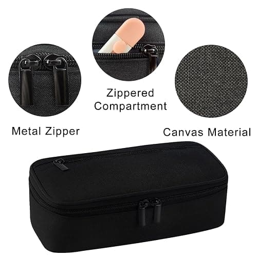 CNMTCCO Federmäppchen 5 Fächer, großer Vorrat federmäppchen große Größe mäppchen teenagerfeder mäppchen Unisex (Schwarz) thumbnail 4