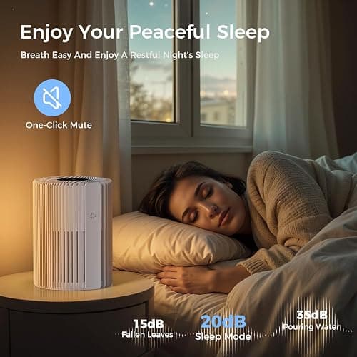 VOOPNU Air Purifiers For Bedroom And Home 1095 Sq. Ft True H13 HEPA Pet Air Purifier For Dorm Room With Air Quality Display 360° Air Intake & Outlet For Bedroom Office, DH-JHD07(White) thumbnail 7