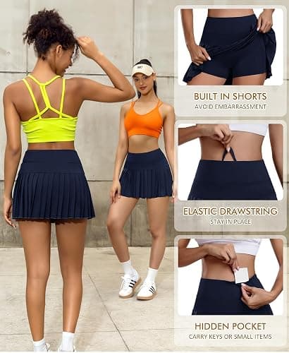 JoyGirl Pleated Tennis Skirt for Women with Shorts Athletic Golf Skort Workout Running Sports Skirts Skorts with Pockets thumbnail 4
