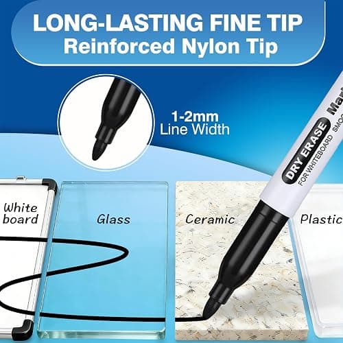 SFAIH Fine Tip Dry Erase Markers - 24 Pack Black Whiteboard Erasable Markers Bulk for Kids Adults, Ideal for Classroom School Office Home Use on White Board, Non-Toxic Easy Clean thumbnail 4