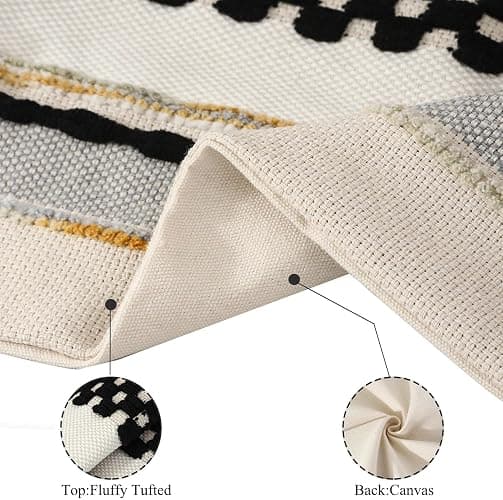 Tosleo Boho Pillow Covers 18x18 inch Set of 2 Black and Cream Throw Pillow Covers Stripe Tufted Decorative Pillow Case Accent Chenille Pillowcase Farmhouse Patterned Cushion Case for Spring Home Decor thumbnail 3