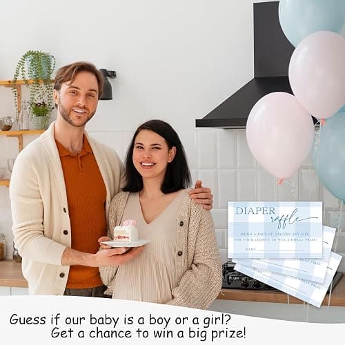 QWYBP Baby Shower Raffle Tickets 50pcs, 3.5 x 2.1 Light Blue Diapers Tickets, Diaper Raffle Tickets, Gender Reveal Game, Diaper Raffle Invitation Cards for Boys Girls, Baby Shower Game Supplies - A12 thumbnail 5