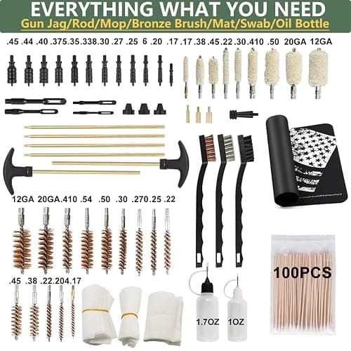 iunio Gun Cleaning Kit, Universal Gun Cleaning Kit for All Caliber Shotgun Pistol Rifle Cleaning Kit with Mat Portable Case thumbnail 2