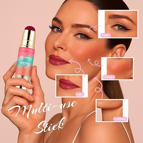 Dual-Ended Blush and Bronzer Stick – 2-in-1 Creamy Face Cheeks Contour Makeup, Smooth Hydrating Formula, Buildable Color for Natural Radiant Glow Beauty For Women (Sunkissed Rose) thumbnail 7