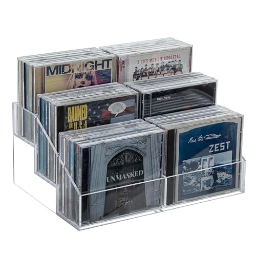 MyGift 3 Tier CD Storage Rack, Clear Acrylic Disc Holder Holds 36 Cases | Three-tier organizer stores up to 36 jewel cases with a clear design for easy viewing and compact media organization thumbnail 6