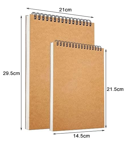 2Pack A5 A4 Sketch Books Hard Back Cover A4 A5 Spiral Bound Hardback Sketch Pad 160gsm Recycled Cartridge Paper, 2Pack thumbnail 3