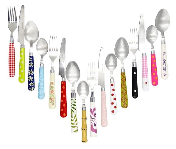 The Original Brink House Eclectic Collection Mix & Match Stainless Steel Cutlery Set with Multicolored Handles / 16 pieces with Metal Stand/Lifestyle utensils for home, apartment, dorm, outdoor thumbnail 6